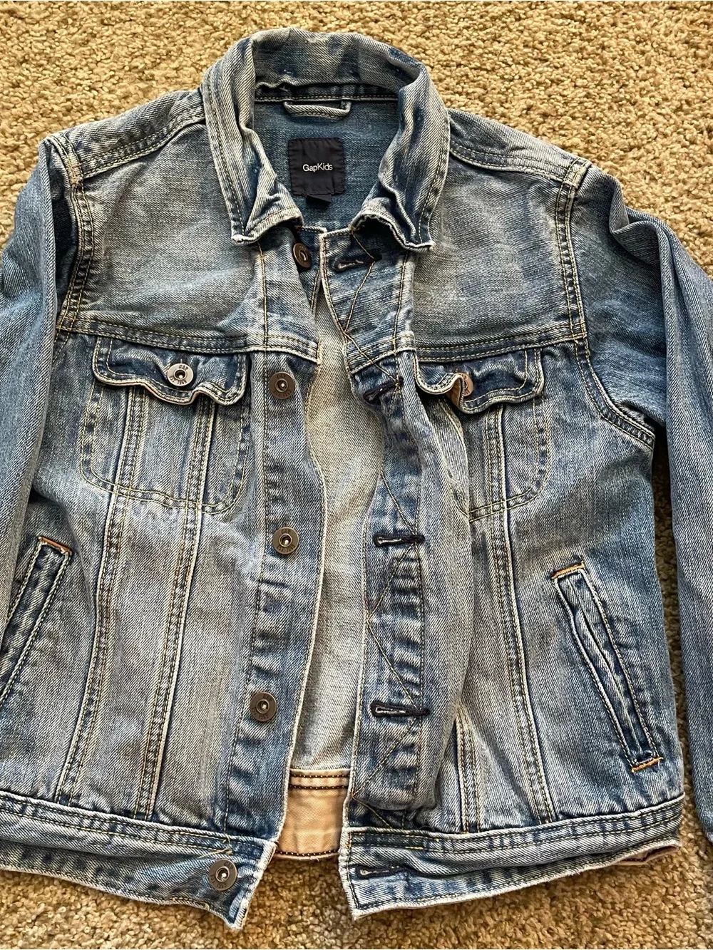 GAP kids large Washed Blue Denim Jean Jacket classic basic western